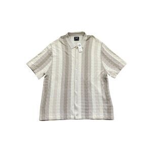 Abercrombie & Fitch Men's XXL Beige Striped Short Sleeve Shirt Casual